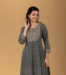 Printed Dark Grey Kurta-KR0846