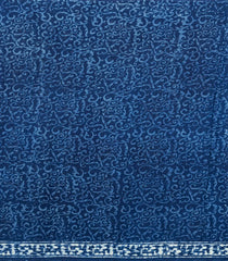 Indigo Printed Jaipur Cotton Saree With Floral Motifs-JC1444