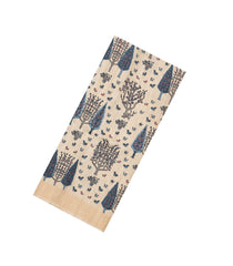 Taupe Woven Tussar Silk Saree With Printed Blue Floral Motifs-TU3173
