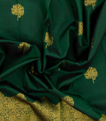 Dark Green Handloom Kanchipuram Silk Saree With Floral Zari Buttas-KA14051