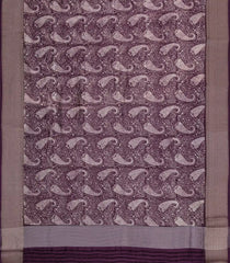 Burgundy Printed Chanderi Cotton Saree With Zari Border-CC1506
