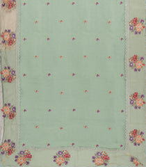 Aquamarine Embroidered Synthetic Tissue Saree With Floral Motifs-SY0566