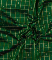Green Handloom Silk Cotton Saree With Checks & Buttas-SC4741