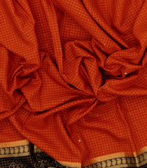 Rust Woven Art Crepe  Saree  With Stone Work & Contrast Border-BL5140