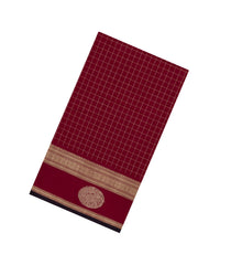 Crimson Handloom Silk Cotton Saree With Checks-SC4289