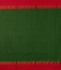 Green Woven Bengal Cotton Saree With Contrast Border-BG1646