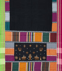 Black Woven Cotton Saree With Kasuti Hand Embroidered Border & Pallu-EN1768