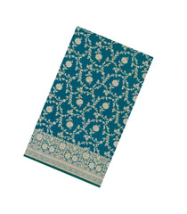 Sea Green Handloom Banarasi Silk Saree With Floral Zari Motifs-BE1773