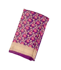 Magenta Handloom Organza Soft Silk Saree With Floral Vine Motifs-SO4072