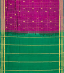 Magenta Handloom Silk Cotton Saree With Checks & Buttas-SC4724