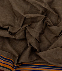 Dark Grey Handwoven Bengal Cotton Saree With Contrast Border-BG1469