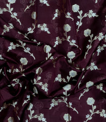 Dark Brown Woven Dupion Silk Saree With Floral Buttas-DS0574
