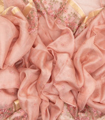 Light Peach Handloom Kota Silk Saree With Peacock Motifs-KO1036