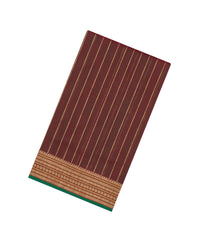 Brown Handloom Silk Cotton Saree With Zari Stripes-SC4362