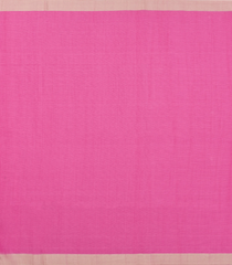BubbleGum Pink Handwoven Bengal Cotton Saree With Beige Border-BG1503
