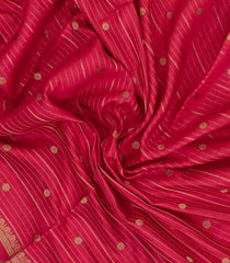 Red Printed Art Dola Silk Saree With Stripes & Printed Pallu-BL5766