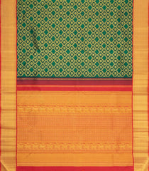 Dark Green Handloom Korvai Kanchipuram Silk Saree With Floral Zari Motifs-KA16166