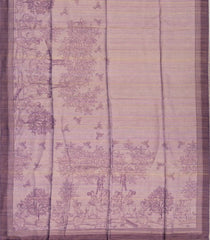 Lilac Woven Art Tussar Silk Saree With Printed Dancing Motifs-BL3880