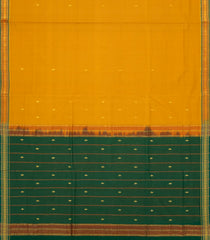 Mustard Woven Kadapa Cotton Saree With Buttas & Contrast Border-KN0675
