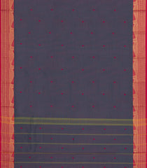 Dark Grey Woven Chettinad Cotton Saree With Contrast Border-CN1853