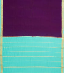 Dark Purple Woven Mysore Silk Saree With Contrast Border-MS3674
