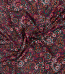 Maroon Printed Synthetic Linen Saree With Floral Motifs-SY0192