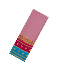 Dusty Pink Woven Mysore Silk Saree With Contrast Double Border-MS3239