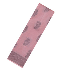 Light Peach Woven Tussar Silk Saree With Floral Buttas-TU3406