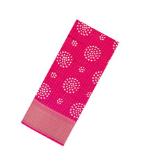 Hot Pink Printed Synthetic Dola Silk Saree With Motifs & Zari Stripes-SY0453