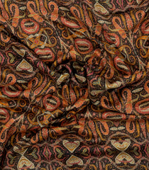 Black Printed Chanderi Cotton Saree With Floral Motifs-CC1737