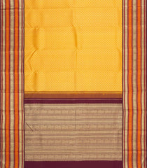 Yellow Handloom Korvai Kanchipuram Silk Saree With Floral Jaal Motifs-KA16604