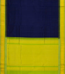 Midnight  Blue Handloom Korvai Silk Cotton Saree With Contrast Temple Border-SC3827