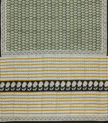 Green Printed Jaipur Cotton Saree With Floral Motifs-JC1663