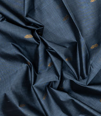 Grey Handloom Silk Cotton Saree With Buttas & Contrast Border-SC4465