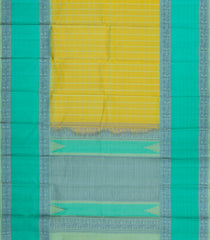 Lime Green Handloom Kanchipuram Silk Saree With Checks-KA15153