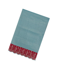 Cyan Woven Synthetic Blended Tissue Saree With Embroidered Border-EN2003