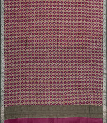 Beige & Magenta Printed Chanderi Cotton Saree With Zari Border-CC1597