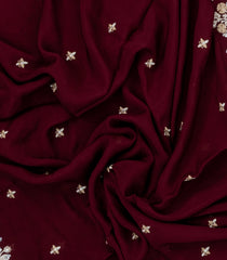 Maroon Woven Synthetic Blended Saree With Embroidered Motifs-EN2009