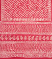 Peach Printed Jaipur Cotton Saree With Printed Floral Motifs-JC1750