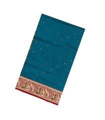 Cyan Handloom Banarasi Silk Saree With Meena Buttas-BE1498
