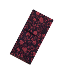Black Handloom Linen Saree With Printed Red Floral Motifs-LI0785