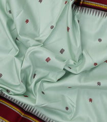 Turquoise Handloom Korvai Kanchipuram Silk Saree With Buttas-KA15126