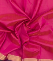 Hot Pink Woven Pure Silk Saree With Contrast Zari Border-KA15529