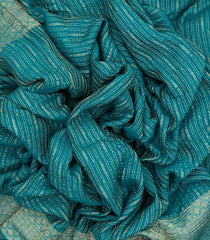 Cyan Mysore Crepe Silk Saree With Zari Stripes-MS3117