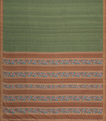 Olive Green Printed Synthetic Kotha Silk Saree With Contrast Border-SY0541