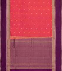 Peach Woven Pure Silk Saree With Zari Buttas & Contrast Border-EC2624