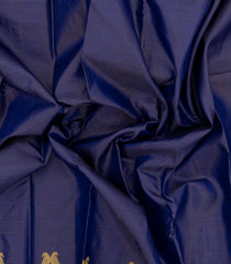 Dark Blue Handloom Kanchipuram Silk Saree With Vairaoosi Stripes & Buttas-KA13939