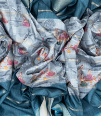 Grey Woven Synthetic Manipuri Silk Saree With Printed Motifs-BL3671