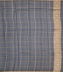 Black Woven Pure Organza Silk Saree With Zari Checks & Buttas-KS1088