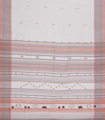Off White Handloom Bengal Cotton Saree With Buttas-BG1946